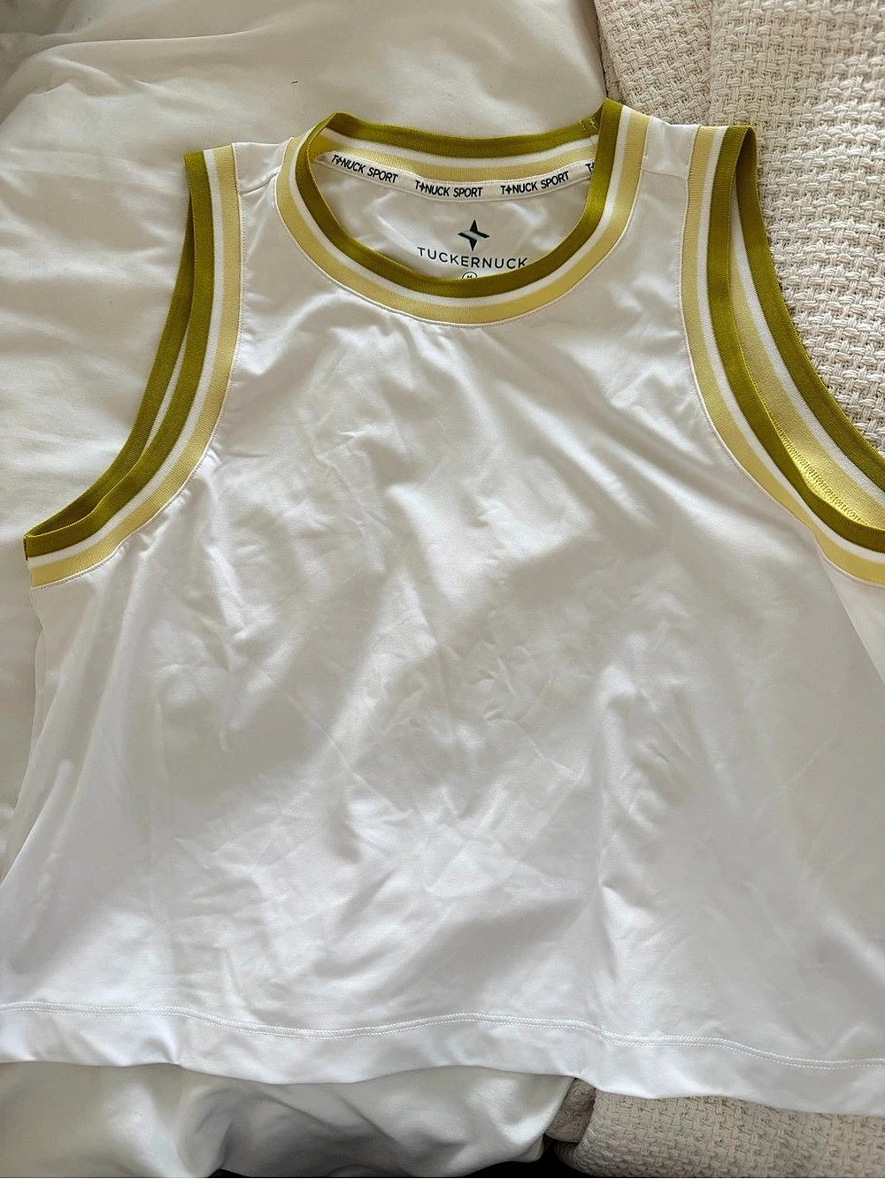 Tuckernuck White & Yellow Athletic Tank Top